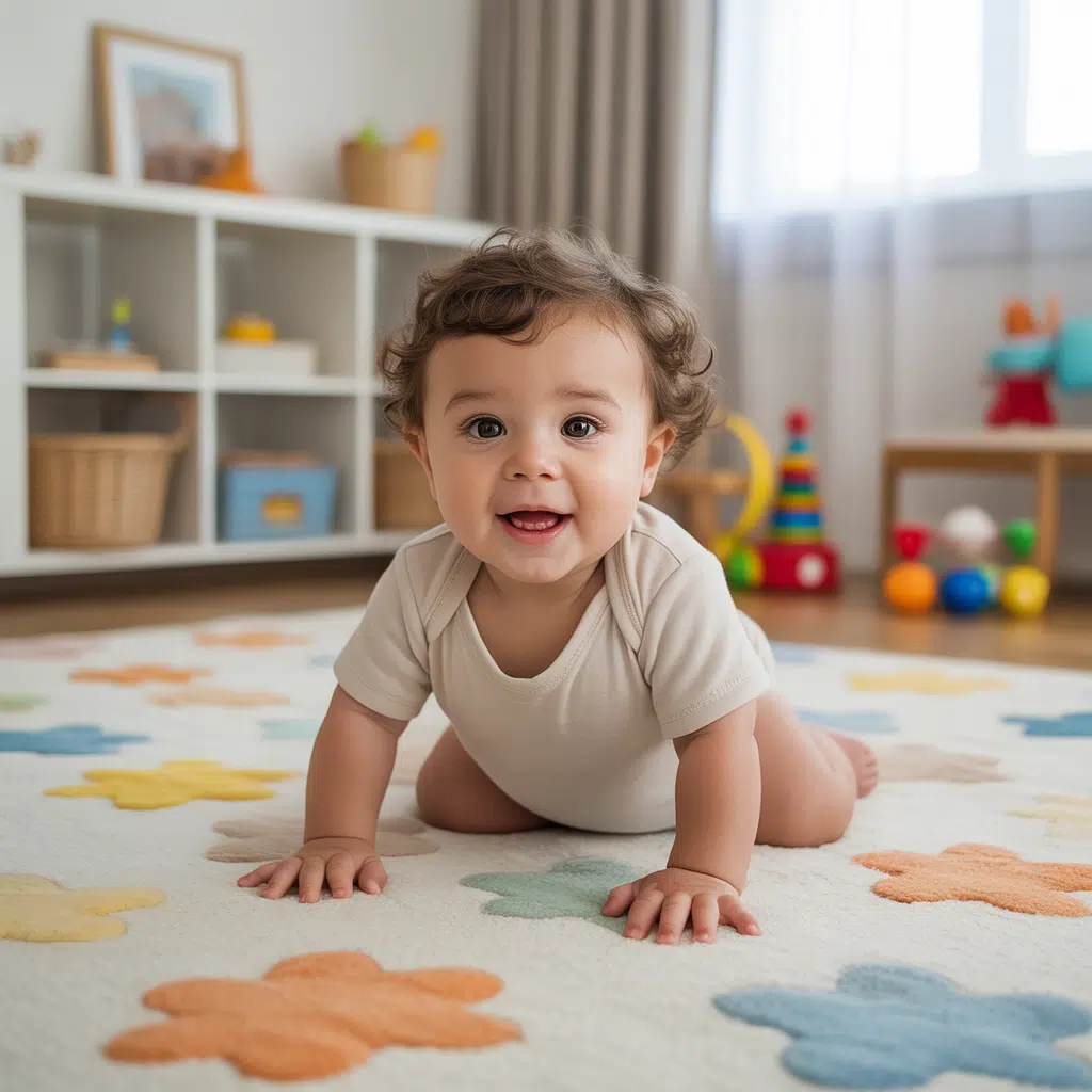 bebe-de-8-meses-gateando-sobre-una-alfom